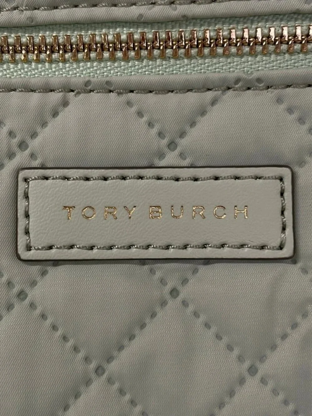 TORY BURCH Cream Brown Khaki Mouton Leather Nylon Backpack